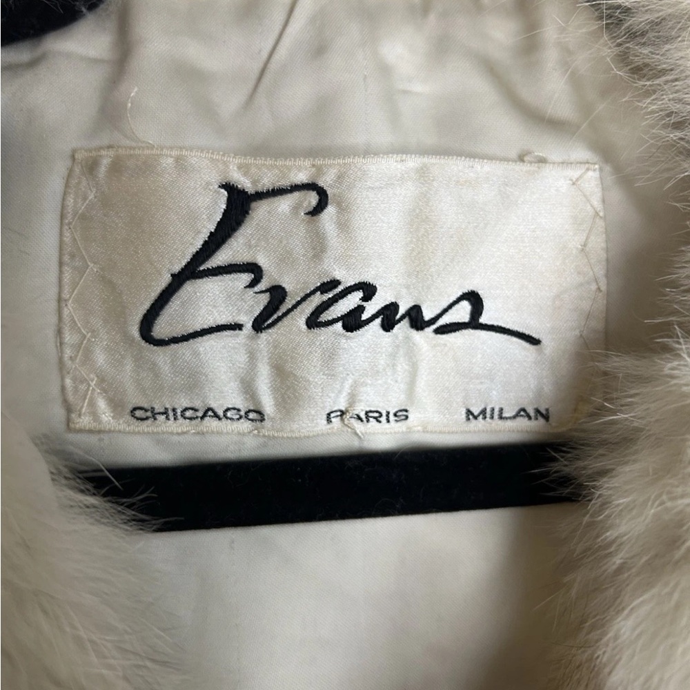 Vintage White Fox Fur Patchwork Leather Jacket Coat Ivory Evan’s 60s 70s M RARE - Picture 3 of 15